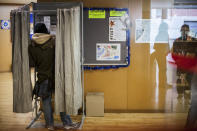 <p>Qualified voters cast a ballot for the Catalan regional election at an elementary school in Barcelona, Spain, Dec. 21, 2017. (Photograph by Jose Colon / MeMo for Yahoo News) </p>