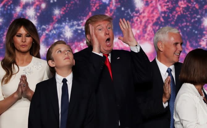 Barron Trump Watches RNC Balloon Drop