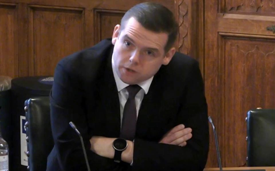 Douglas Ross addresses Alex Salmond in front of the Scottish Affairs Committee