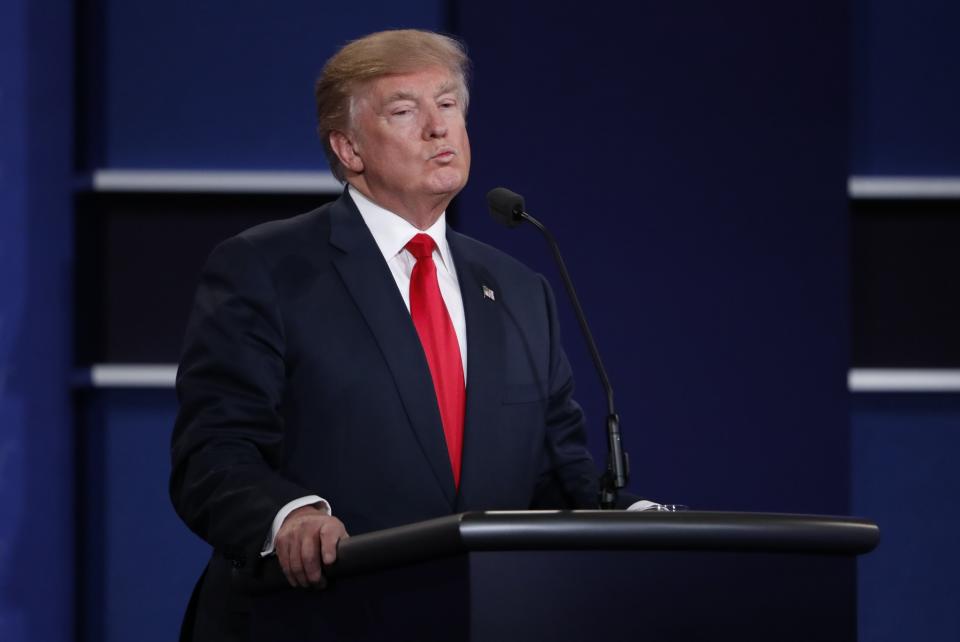 Donald Trump at the third and final 2016 presidential debate at UNLV in Las Vegas on Wednesday night. (Photo: Mike Blake/Reuters)