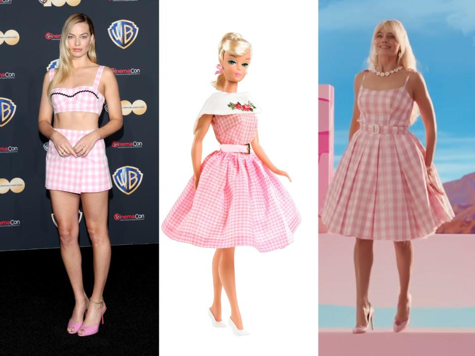 Margot Robbie in pink Gingham dress