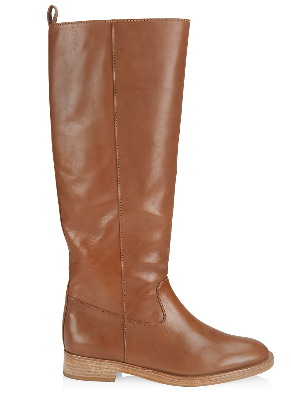 Schutz, brown bots, leather boots, knee-high boots, heeled boots