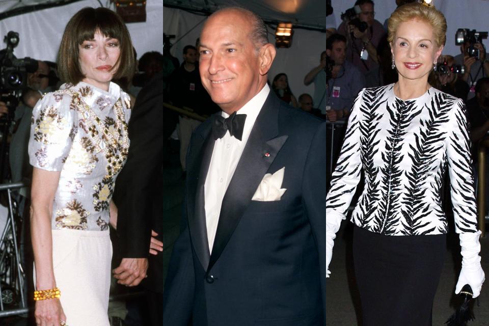 Side-by-side images show Anna Wintour, Oscar de la Renta, and Carolina Herrera.