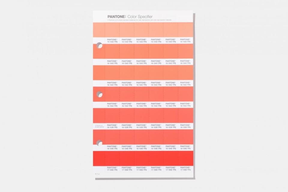 The colour spectrum of Living Coral (Pantone)