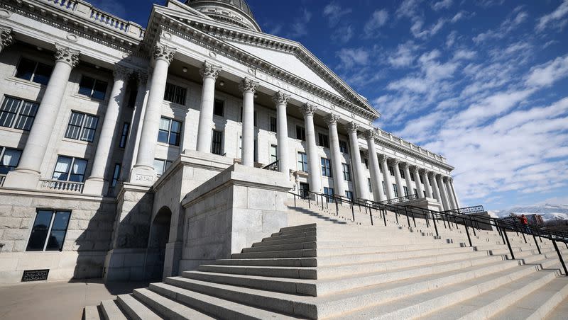 The Capitol is pictured in Salt Lake City, on Feb. 8, 2023. Utah’s Capitol was one of many that received a bomb threat on Wednesday, but a state public safety officer said the statehouse was not evacuated. 