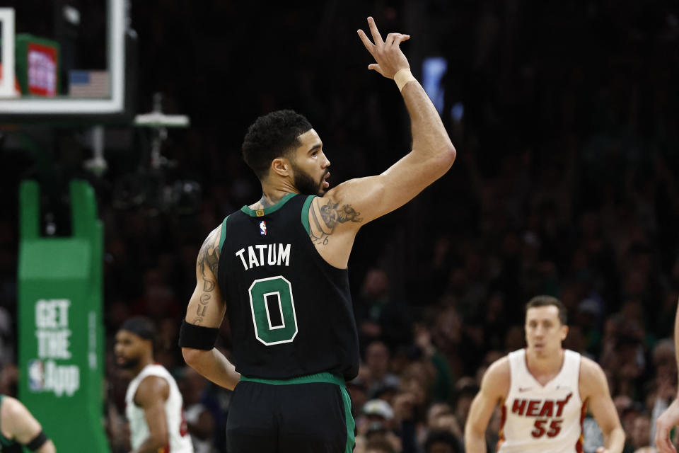 Jayson Tatum and the Celtics had no issue closing out their opening-round playoff series with the Heat on Wednesday night. 