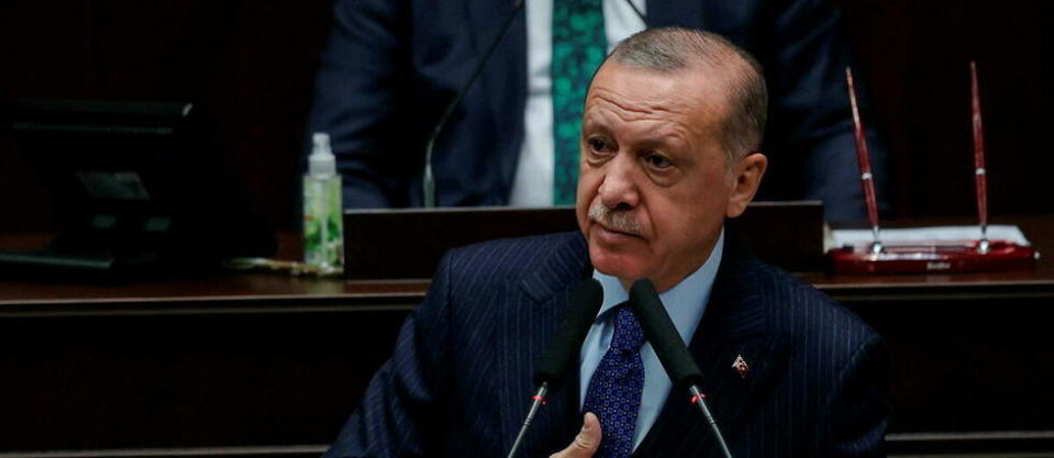 Recep Tayyip Erdogan au Parlement d'Ankara, en Turquie, le 6 octobre 2021.
