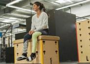 Amal Mourad, parkour trainer, looks on in a scene shot for the Nike Middle East ad campaign filmed in Dubai, UAE, in this undated handout photo. Nike/Handout via REUTERS