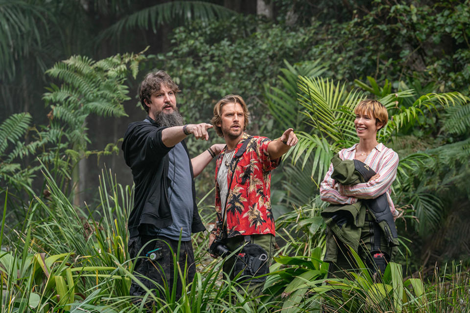 Director ADAM WINGARD, DAN STEVENS AND REBECCA HALL on the set of Warner Bros. Pictures and Legendary Pictures’ action adventure GODZILLA x KONG: THE NEW EMPIRE, a Warner Bros. Pictures release.