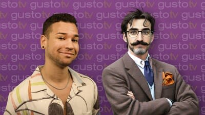 Kyle Crawford plays three AI characters (Professor Saussenheimer pictured) in Gusto TV's The Wizard of Sauce. (CNW Group/Gusto TV)