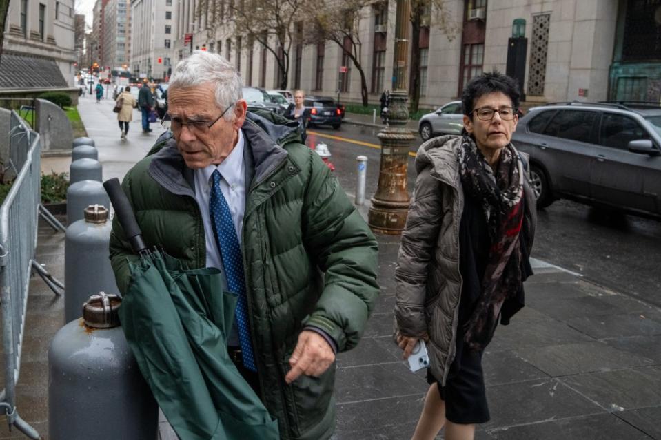 Bankman-Fried’s parents arrived at court on March 28. Getty Images