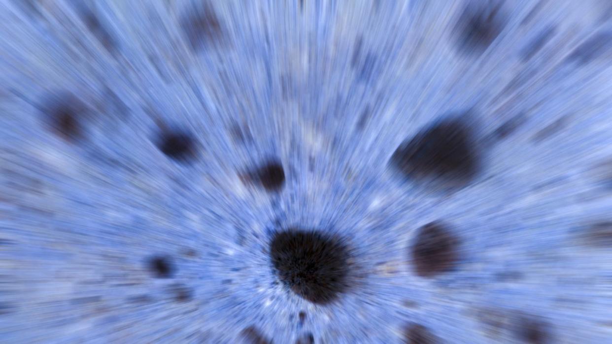 abstract radial explosion with black holes
