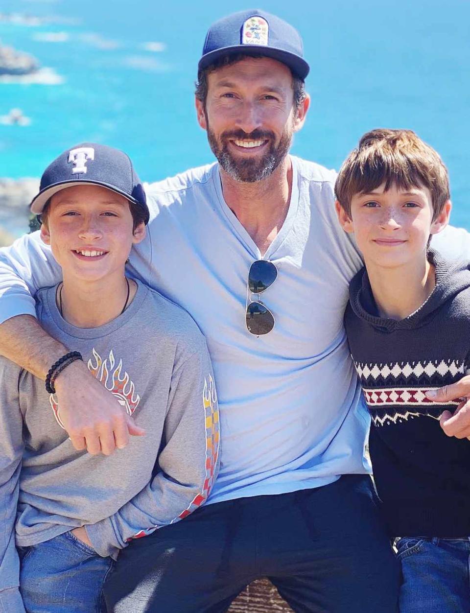 <p>Aaron Lazar/Instagram</p> Aaron Lazar with sons Julian, 14, and Adrian, 12