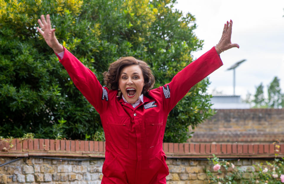 Shirley Ballas at home in London as she prepares to take on the Skyathlon challenge for the Campaign Against Living Miserably (CALM). Shirley is taking on the Skyathlon - a zip line, a wing walk and a skydive in August to raise awareness for CALM, after losing her brother and close friends to suicide. Picture date: Wednesday June 21, 2023. (Photo by Jeff Moore/PA Images via Getty Images)