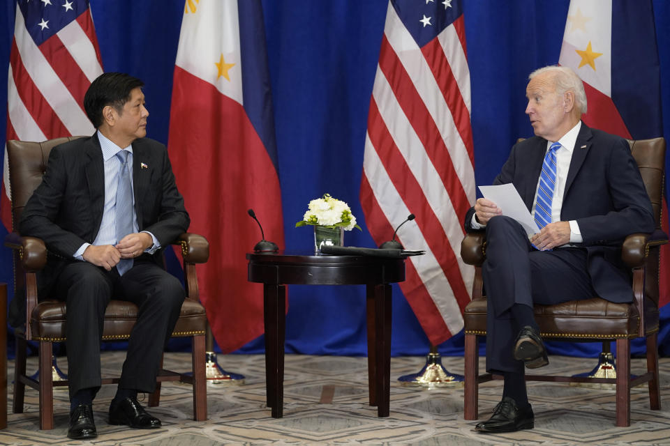 President Joe Biden meets with Philippine President Ferdinand Marcos Jr., Thursday, Sept. 22, 2022, in New York. (AP Photo/Evan Vucci)