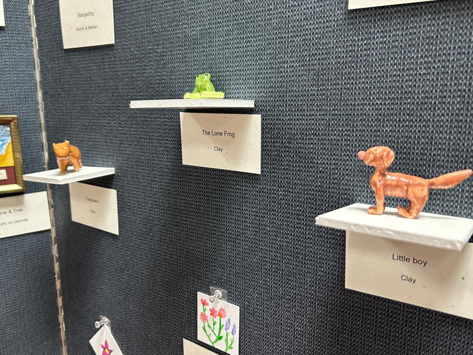 Many pieces of the LSSU tiny art show were constructed of 3d art made of various materials.