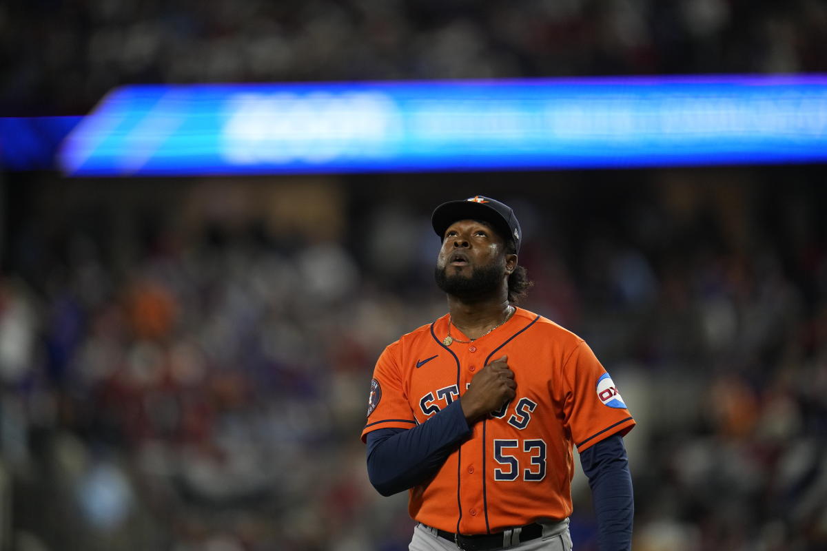 Rangers All-Star Garcia leaves after coming down hard trying to rob Astros  of homer - NBC Sports