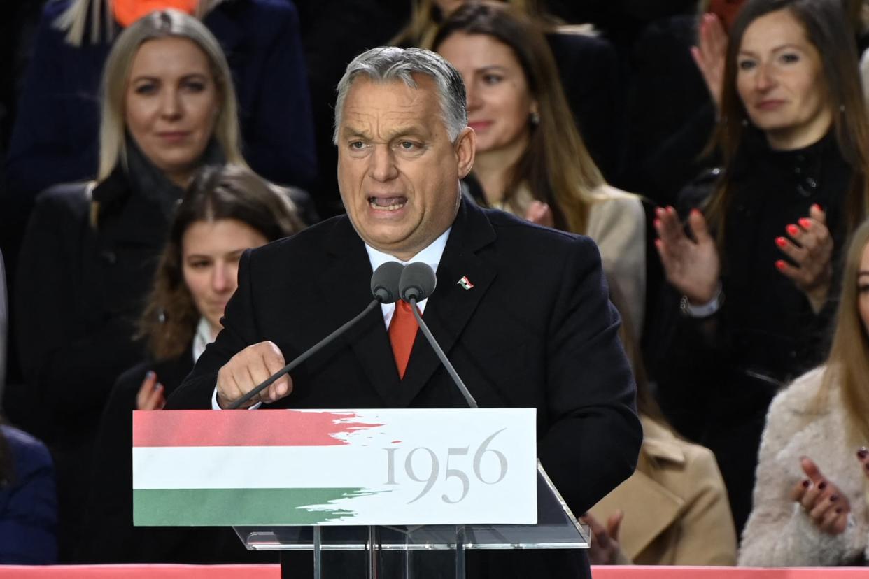 Viktor Orban lors d'un discours à Budapest le 23 octobre 2021.  - Attila KISBENEDEK / AFP