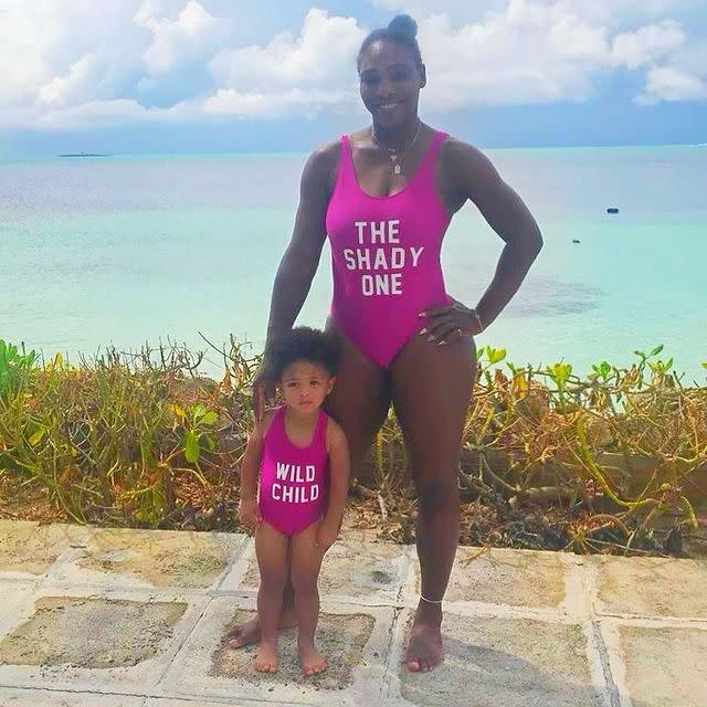 <p>The Shady One and the Wild Child have arrived! Serena Williams and her daughter Alexis Olympia (who also <a href="https://people.com/parents/serena-williams-matches-daughter-olympia-favorite-doll-pink-bathing-suits/" rel="nofollow noopener" target="_blank" data-ylk="slk:love a matching moment;elm:context_link;itc:0;sec:content-canvas" class="link ">love a matching moment</a>) coordinated their pool day looks in hot pink one-pieces. </p>