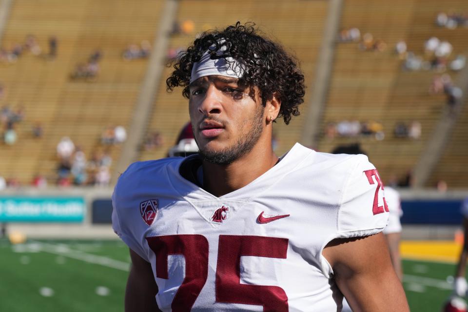 Nov 11, 2023; Berkeley, California, USA; Washington State Cougars defensive back Jaden Hicks (25) before the game against the California Golden Bears at California Memorial Stadium. Mandatory Credit: Darren Yamashita-USA TODAY Sports