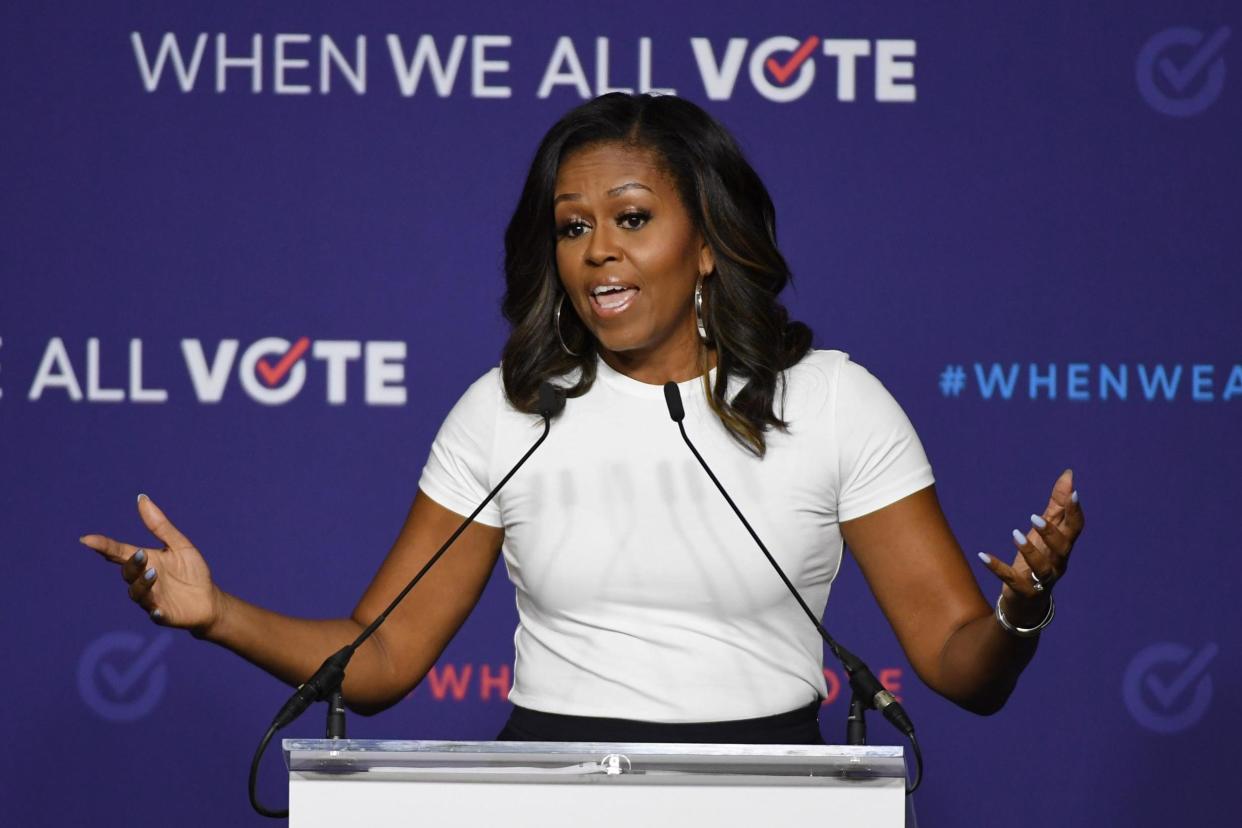 Former first lady Michelle Obama speaks during a rally in Las Vegas: Getty Images