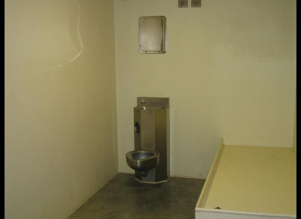 Photo reviewed by U.S. military officials shows a cell in the Guantanamo Bay Camp VI in Guantanamo, where 70 prisoners are detained, on Guantanamo October 23, 2010.  (Virginie Montet/AFP/Getty Images)