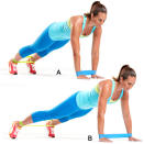 <div class="caption-credit"> Photo by: Health.com</div><div class="caption-title">Resistance plank</div><i>core, shoulders, hamstrings</i> <br> <br> Place band around wrists and ankles; form a straight-arm plank. Move left hand and right foot out 6 inches. <br> <br> Return to start; repeat on opposite sides. That's 1 rep. Do 10. <br> <br> More from Health.com: <br> <a rel="nofollow noopener" href="http://www.health.com/health/gallery/0,,20395219,00.html" target="_blank" data-ylk="slk:20 Ways to Torch 200 Calories;elm:context_link;itc:0;sec:content-canvas" class="link ">20 Ways to Torch 200 Calories</a> <br> <a rel="nofollow noopener" href="http://www.health.com/health/gallery/0,,20448745,00.html" target="_blank" data-ylk="slk:Fastest Fat Burners Ever!;elm:context_link;itc:0;sec:content-canvas" class="link ">Fastest Fat Burners Ever!</a> <br> <a rel="nofollow noopener" href="http://www.health.com/health/gallery/0,,20464867,00.html" target="_blank" data-ylk="slk:10 Best Workouts for Your Sex Life;elm:context_link;itc:0;sec:content-canvas" class="link ">10 Best Workouts for Your Sex Life</a> <br> <a rel="nofollow noopener" href="http://www.health.com/health/gallery/0,,20306911,00.html" target="_blank" data-ylk="slk:The Best New Ways to Boost Your Metabolism;elm:context_link;itc:0;sec:content-canvas" class="link ">The Best New Ways to Boost Your Metabolism</a> <br> <a rel="nofollow noopener" href="http://www.health.com/health/gallery/0,,20531849,00.html" target="_blank" data-ylk="slk:10 Fun Ways to Get Fit Without a Gym;elm:context_link;itc:0;sec:content-canvas" class="link ">10 Fun Ways to Get Fit Without a Gym</a>