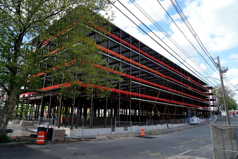 The 150,000-square-foot self-storage warehouse in South Providence is seen here under construction in May 2022.