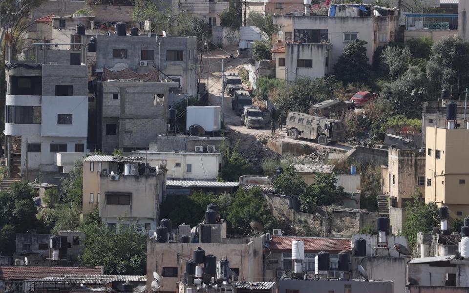 Operations carried out by Israeli forces against Nur Shams Refugee Camp two days ago continue in Tulkarm, West Bank on April 20, 2024.