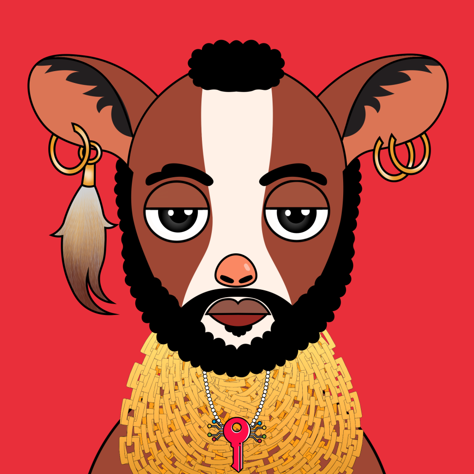 A cartoon goat that looks like Mr. T.