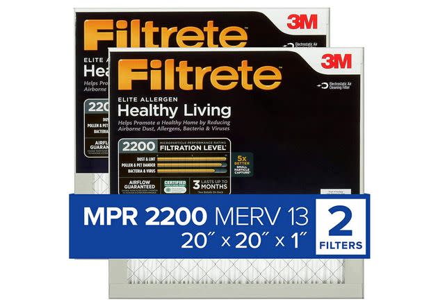 A 3M Filtrete air filter with MERV 13 capabilities. Whatever brand you buy, be sure to check the dimensions of your old filter first. (They're typically printed on the sides of the filter.)