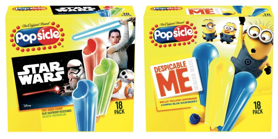 Star Wars and Despicable Me Popsicles