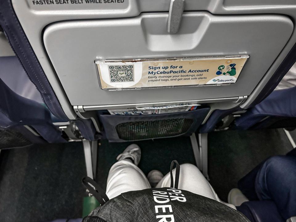 The author's narrow leg room.