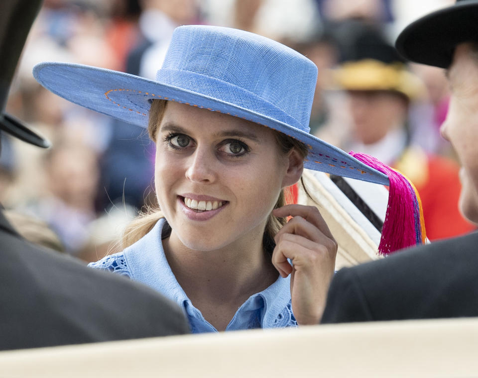 ASCOT, ENGLAND - JUNE 18: Princess Beatrice on day one of Royal Ascot at Ascot Racecourse on June 18, 2019 in Ascot, England. (Photo by Mark Cuthbert/UK Press via Getty Images)