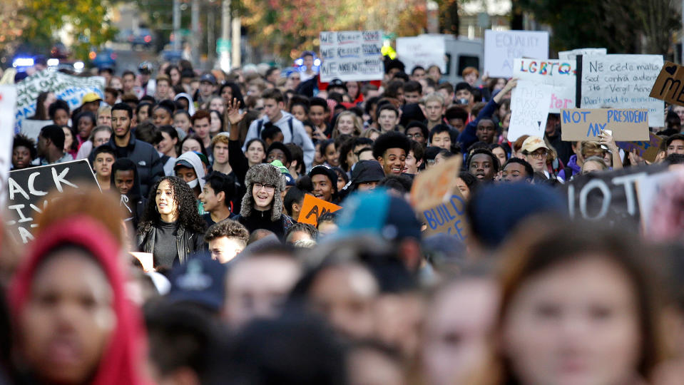 Tens of thousands protest Trump’s election victory