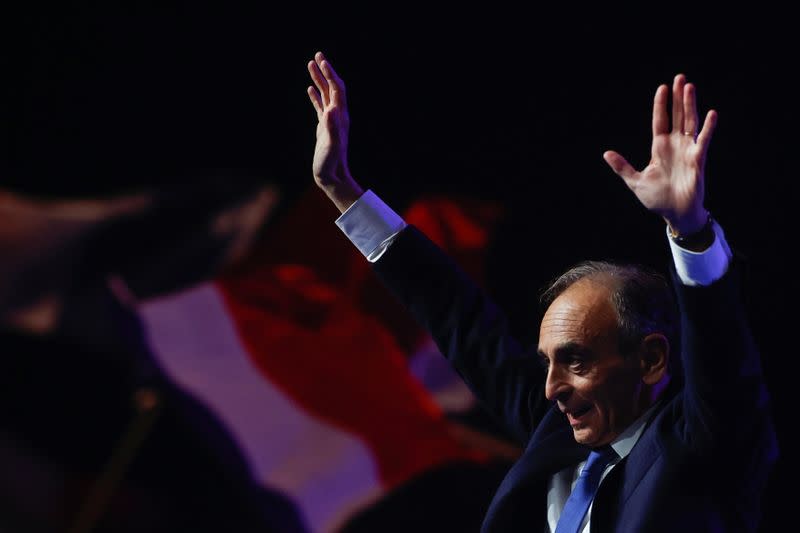 French far-right presidential candidate Zemmour attends a campaign rally in Villepinte