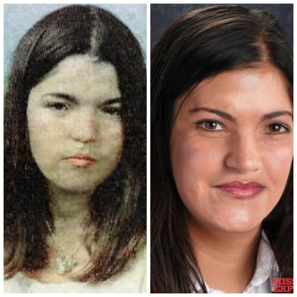 Madeline Edman side-by-side photos from when she went missing as a 15-year-old on July 29, 2005, to age-progressed to 23 years.