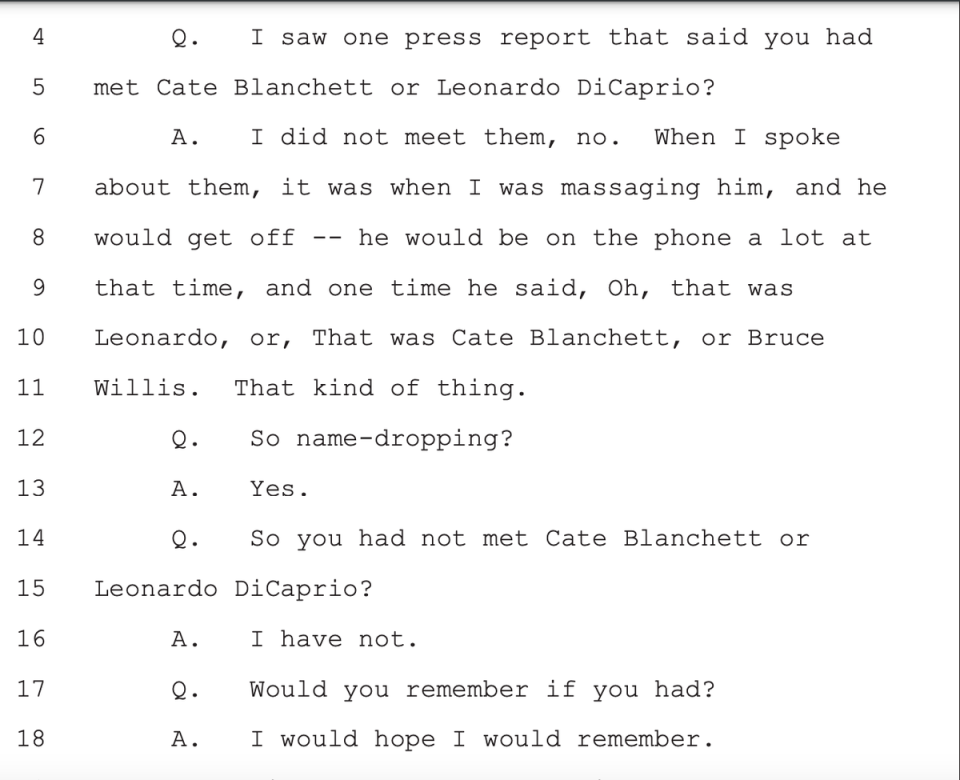 Epstein witness denies meeting DiCaprio and Blanchett in documents (Courtlister)