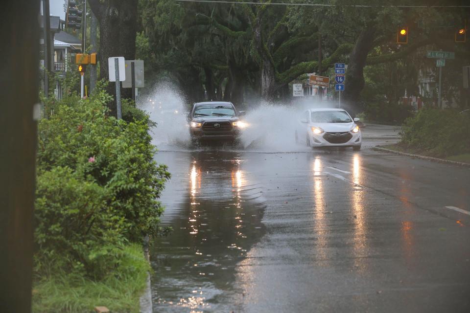 Many of the intersections that usually have drainage issues, such as 37th Street and Martin Luther King, Jr. Boulevard already had standing water as the outer bands of Hurricane Idalia hit Savannah, Georgia on Wednesday, August 30, 2023.