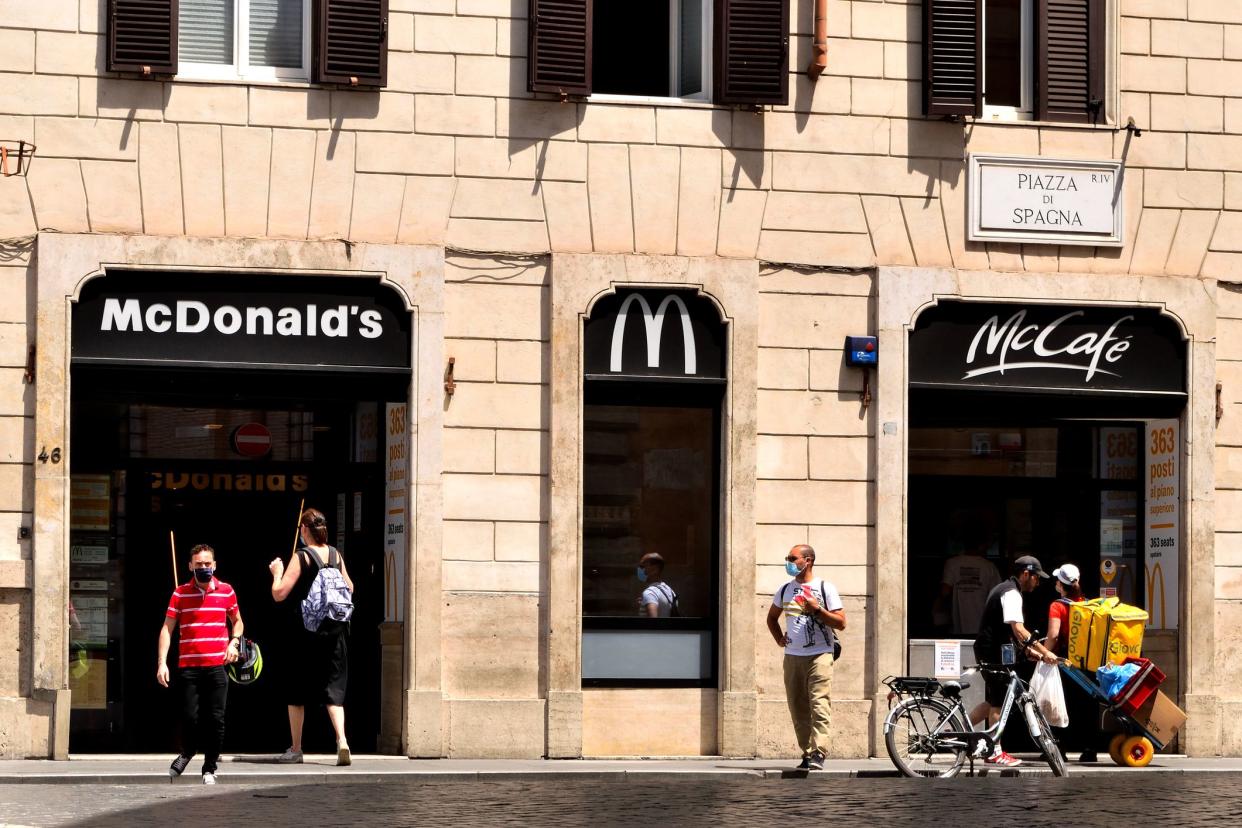 May 25th 2020, Rome, Italy: View of the Mc Donald's store in Piazza di Spagna during to the phase 2 of lockdown