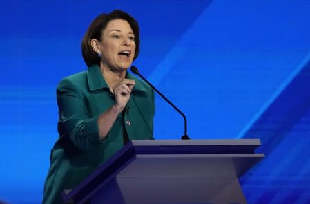 Senator Amy Klobuchar speaks during the 2020 Democratic U.S. presidential debate in Houston, Texas, U.S.