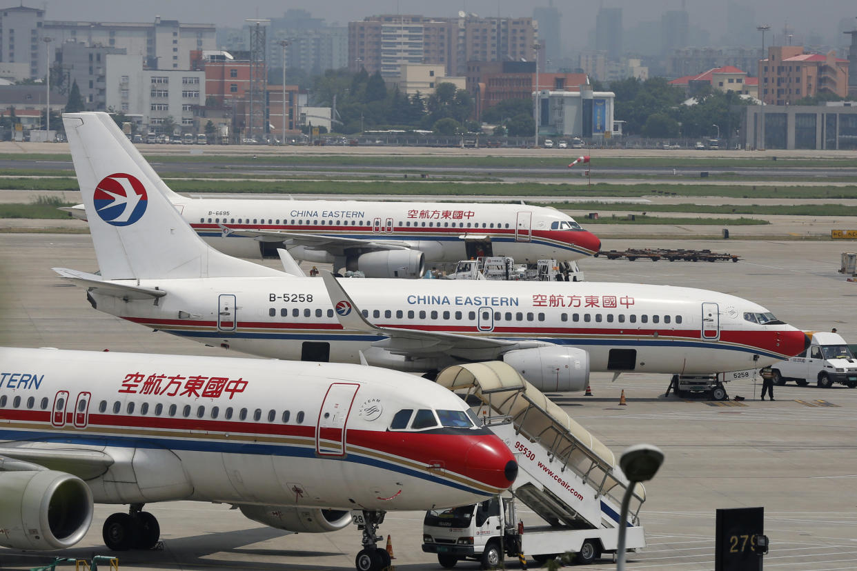China Eastern Airlines planes are seen on the tarmac at Hongqiao International Airport in Shanghai. (Reuters)