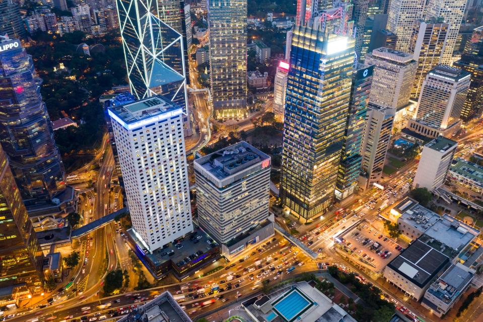 Central, Hong Kong, 04 October 2018:- Hong Kong business district at night