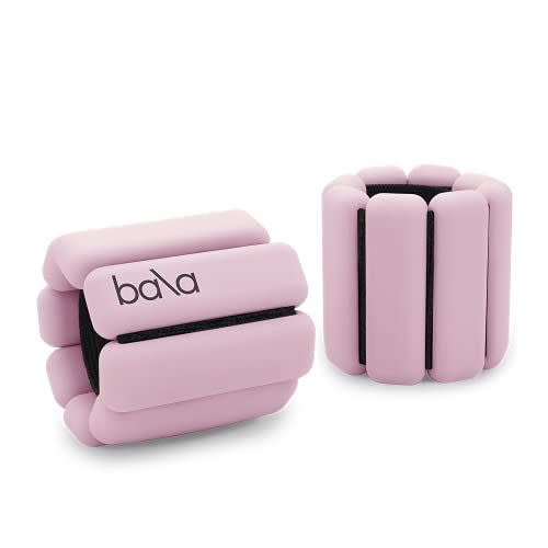 3) Bala Bangles - Set of 2 (1lb Each) | Adjustable Wearable Wrist & Ankle Weights | Yoga, Dance, Barre, Pilates, Cardio, Aerobics, Walking | Blush Pink