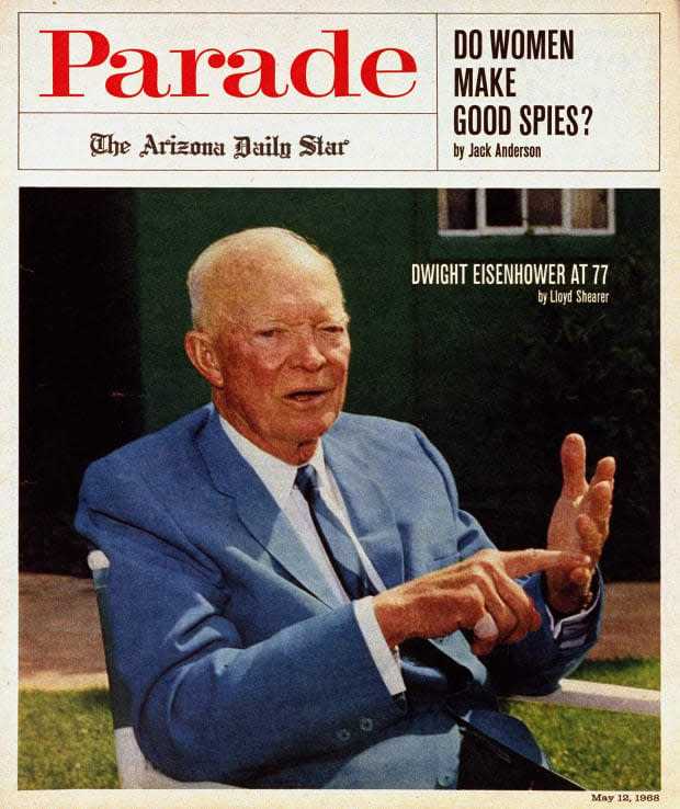 <p>On our May 12, 1968, cover, exactly five years following the Gettysburg Battlefield tour, a now 77-year-old Eisenhower posed for the issue. </p>