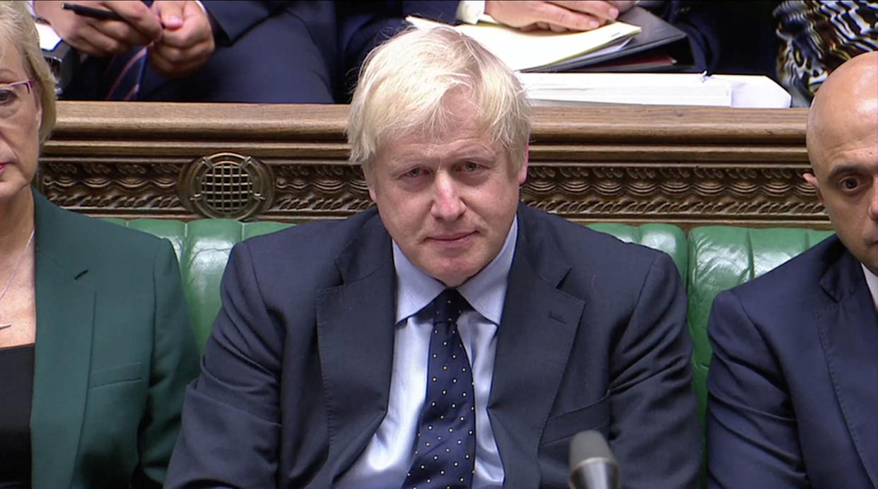 British Prime Minister Boris Johnson speaks in Parliament in London, Britain September 3, 2019, in this screen grab taken from video. Parliament TV via REUTERS
