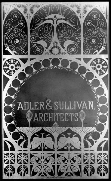 Glass window panel from the firm of Adler & Sullivan. Photo courtesy of The Richard Nickel Committee and Archive.