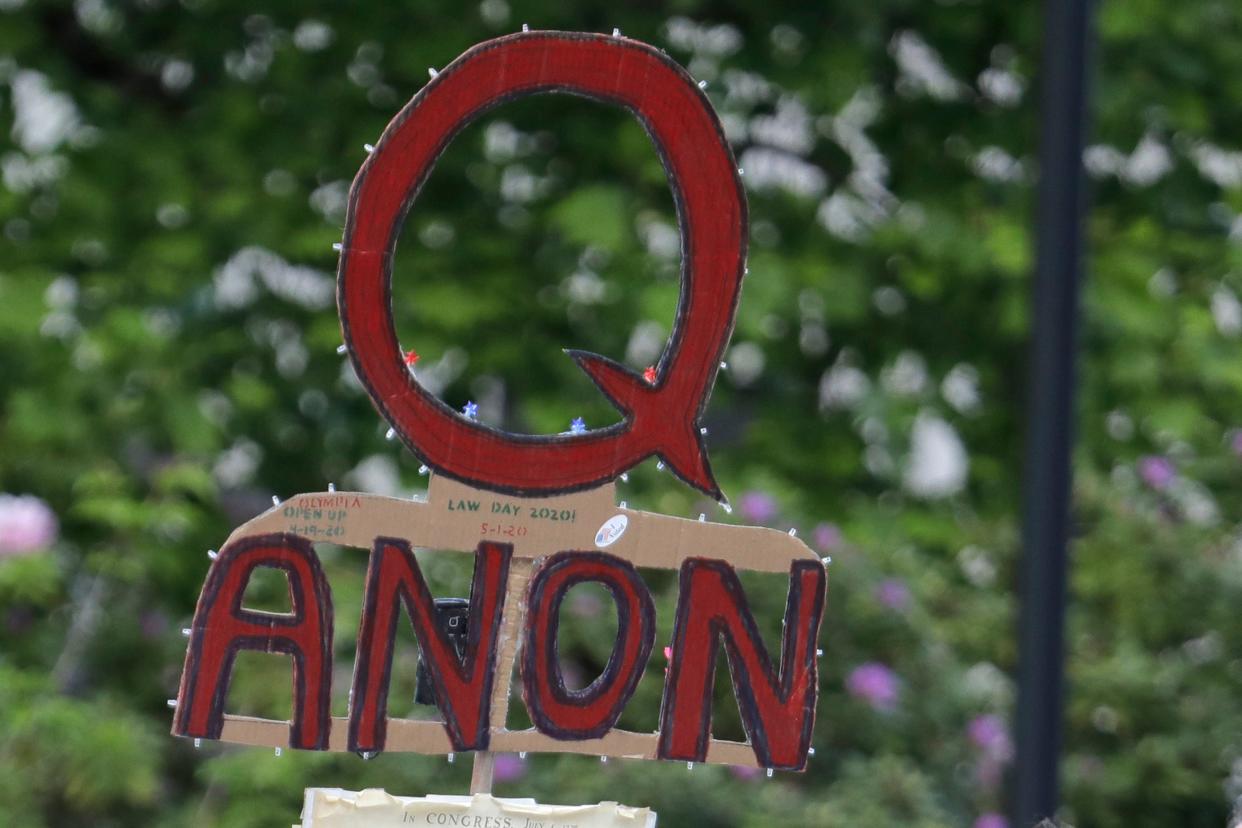 Twitter QAnon (Copyright 2020 The Associated Press. All rights reserved.)