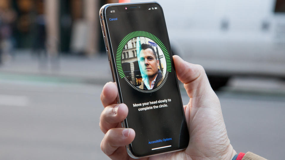 Face ID being used on an iPhone