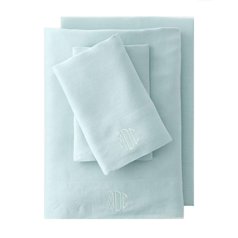 10) Lands' End Garment Washed Linen Solid Sheets